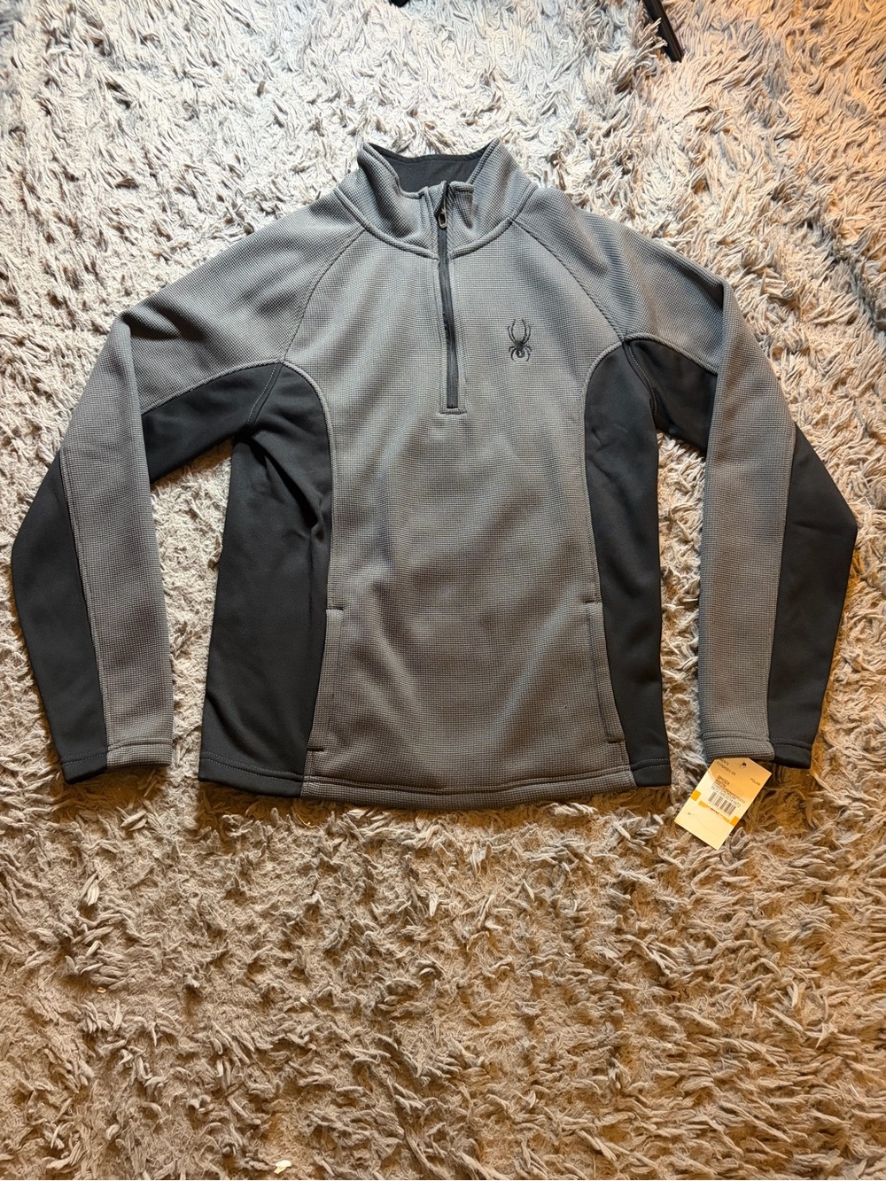 NWT SPYDER outbound half zip sweatshirt polar/black sz small